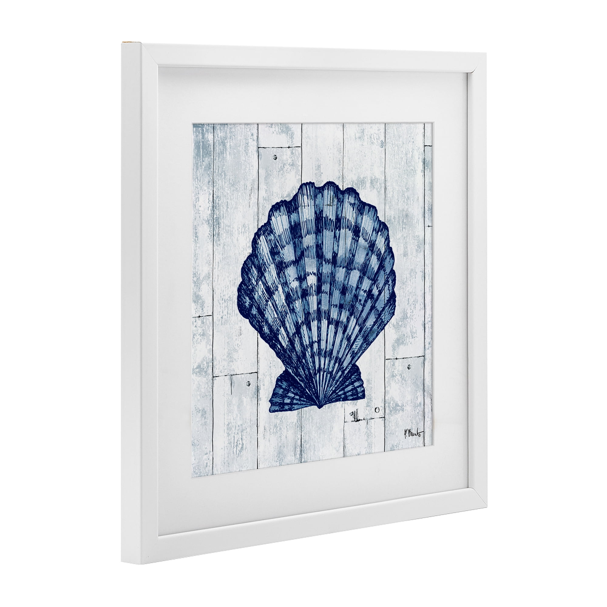 Stupell Industries Coastal Timberland Scallop White Framed Print Under Glass, design by Paul Brent