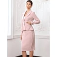 thumbnail image 4 of DARING DIVA 2Pcs Women's Long Sleeve Blazer Pencil Skirt Set S Pink, 4 of 6