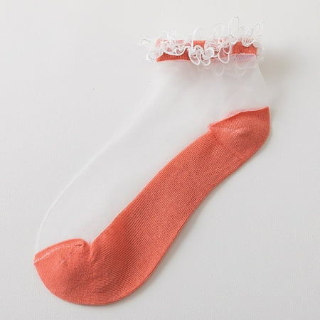 

Socks Winter Women Casual Cute Solid Floral Mesh Splice Breathable Short Socks Christmas Gifts Socks