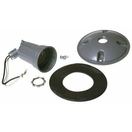 Hubbell 5624-0 Cover, 3-21/64 in L, 4-1/8 in W, Round, Metal, Gray, Powder-Coated, 8/CT