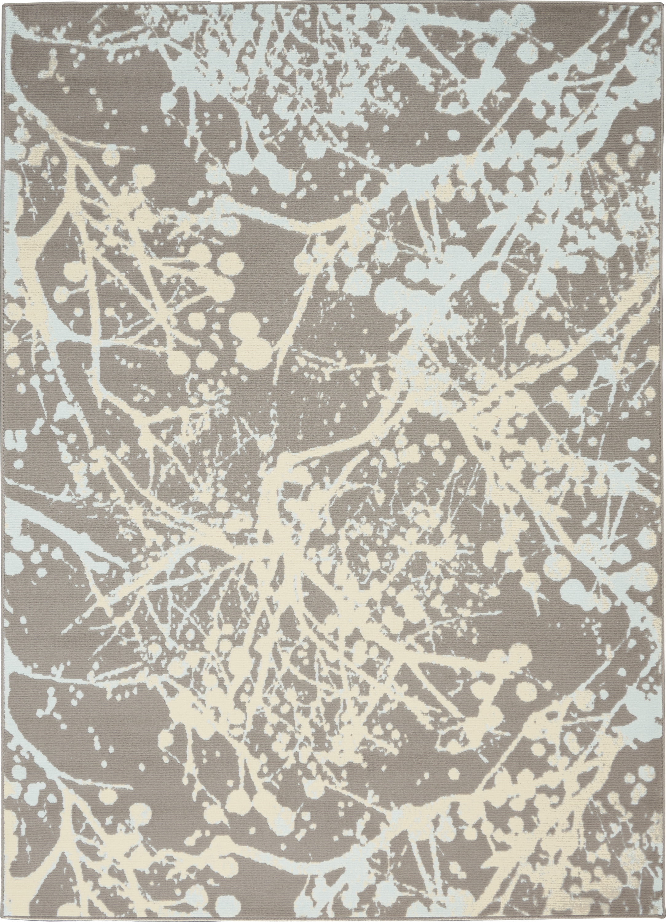 Nourison Bliss Modern Botanical Grey 5'3" x 7'3" Area Rug, (5' x 7')