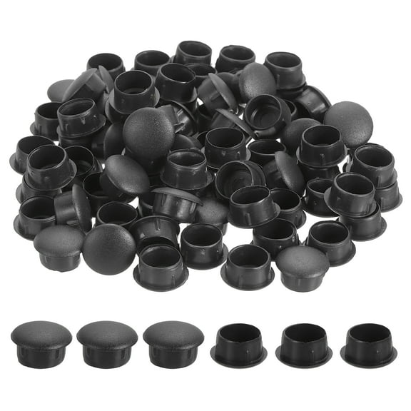 Uxcell 125Pcs Plastic Hole Plugs, 11/16" x 3/8"(DxH) Hole Cover Tubing End Cap for Round Holes(14mm), Cabinet Furniture Cupboard Shelves, Black