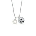 thumbnail image 2 of Delight Jewelry Silvertone Lamb Silhouette Silvertone Script Initial Disc - R - Charm Necklace, 20"+3", 2 of 4