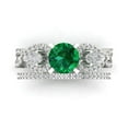thumbnail image 2 of Clara Pucci 14K White Gold 1.925 Simulated Emerald Engraveable Engagement Ring + Wedding Band Set, 2 of 7