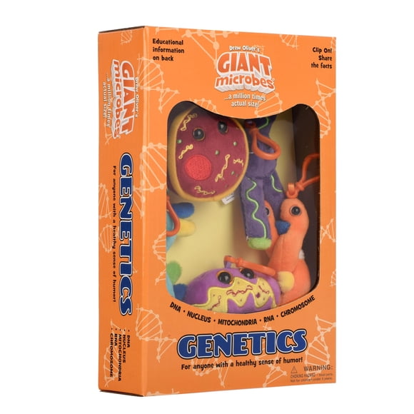 GIANTmicrobes Genetics Gift Box, DNA Gifts, Genetic Counselor & Genealogist Gifts, DNA Plush Keychain, Ancestry Gift