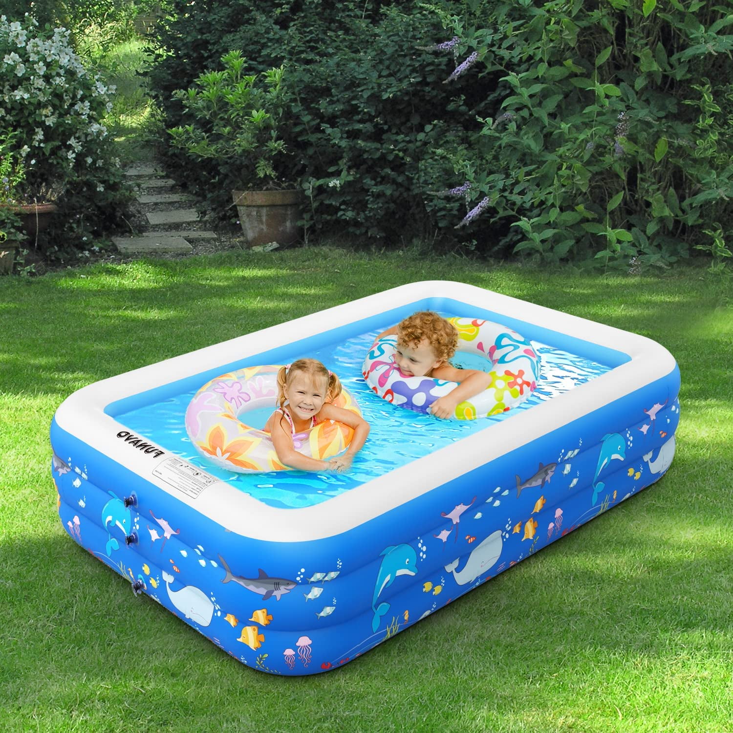 FUNAVO Inflatable Swimming Pools, Inflatable Pool for Kids, Kiddie, Toddler, Adults, 100" X 71