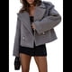 thumbnail image 2 of Abrigo Corto de Mezcla de Lana para Mujer, con Cuello de Solapa, para Oficina, Invierno, Gabardina. Gris S, 2 of 9