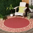thumbnail image 2 of Safavieh Courtyard Regent Oriental Indoor/Outdoor Area Rug, Red/Natural, 6'7" x 6'7" Round, 2 of 13