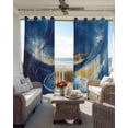 thumbnail image 6 of Blue Yellow Abstract Kitchen Curtains Modern Oil Painting Art Cafe Short Curtains for Bathroom Blackout Window Curtain Grommet Small Window Treatment Tier Drapes for Bedroom Living Room 42"x45"x2, 6 of 9