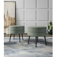 thumbnail image 2 of Bailey Ottoman in Sage Green with Solid Wood Frame and Black Feet - Set of 2, 2 of 10