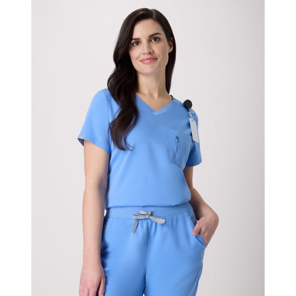 Hanes Premium Scrubs Women's 1-Pocket Scrub Top Ceil Blue 2 M