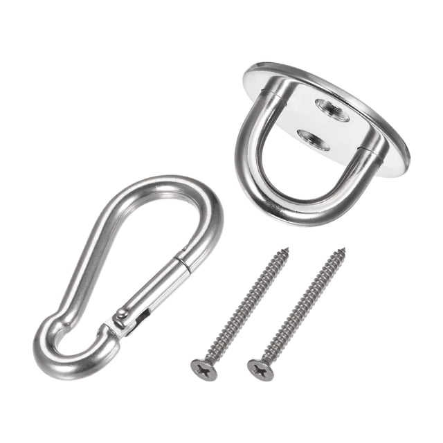 Unique Bargains Ceiling Hooks 304 Stainless Steel 40mm Round Plate U Shape Hooks 2Pack