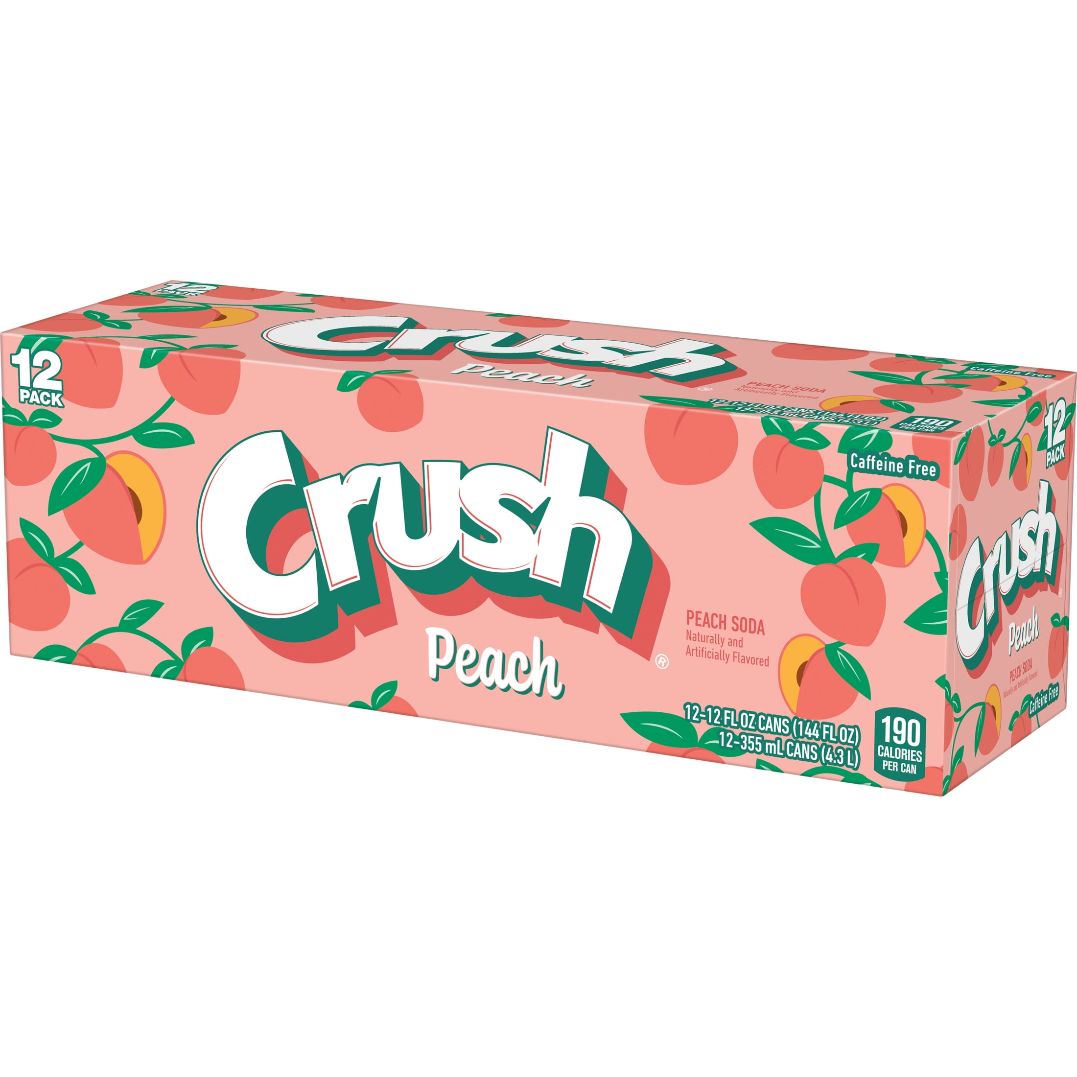 Crush Caffeine Free Peach Soda Pop, 12 fl oz, 12 Pack Cans