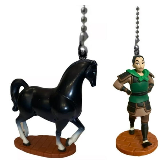Mulan Warrior Soldier & Khan Horse PVC Fan Light Lamp Pull Figure Figurine New