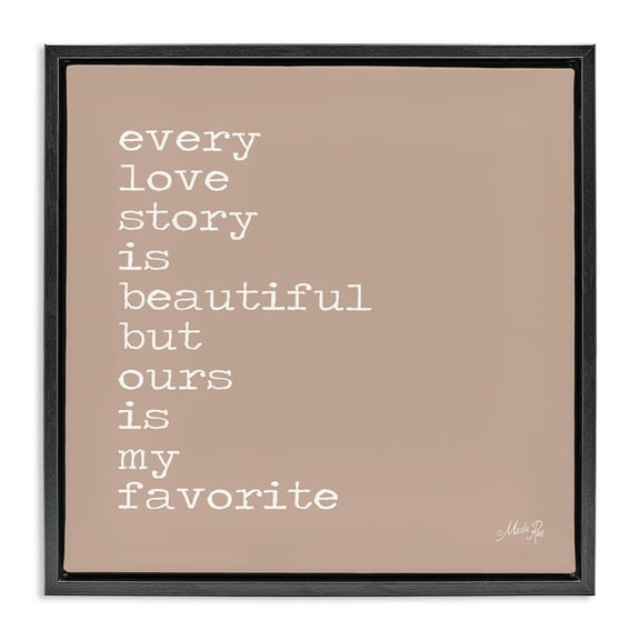 Stupell Industries Favorite Love Story Text & Numbers Painting Black Floater Framed Canvas Art Print Wall Art, 18 x 18