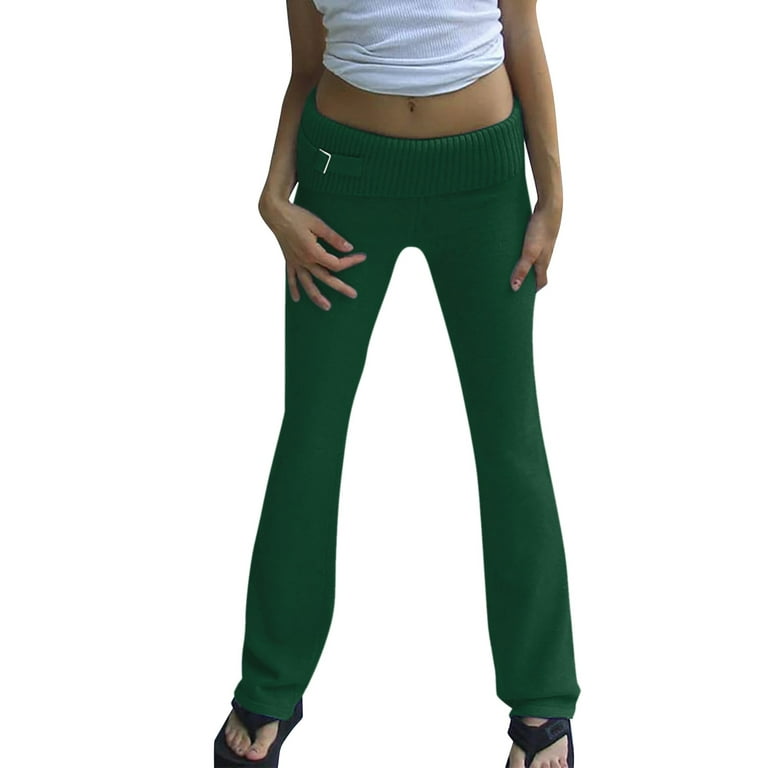 Gubotare Womens Work Pants Women's Fashion Lightweight Stretch Woven Body  Skimming Drawstring Capri Pant (Green,S)