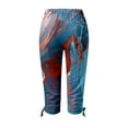 thumbnail image 5 of GHSOHS Leggings for Women Capri Leggings for Women's Printed Capris Pants Summer Casual Knee Length Capri Leggings Silm Fit Comfy Cropped Pants Ankle Leggings for Women Blue Jeggings Capris Pant,S, 5 of 5