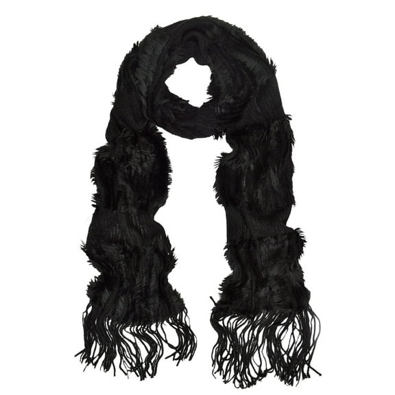 Super Soft Premium Knit Faux Fur Solid Color Warm Fringe Scarf