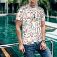 thumbnail image 6 of Zufioo Summer Life Print Men's Baseball Short Sleeve, Moisture Wicking Button-Down Hip Hop Tee-Large, 6 of 7