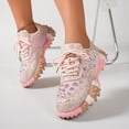 thumbnail image 5 of Dakaela Women's Rhinestone Walking Shoes Non Slip Sparkly Fashion Chunky Sneakers Lace up Workout Gym Casual Running Shoes Size 6-10 Red, 5 of 9