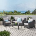 thumbnail image 2 of Noble House Antibes 4-PC Wicker Conversation Set in Gray/Silver Cushions, 2 of 17