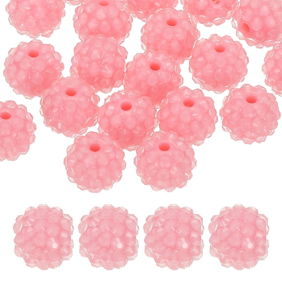 Uxcell 14mm Resin Rhinestone Clay Beads for Jewelry Making, 20 Pack, Light Pink