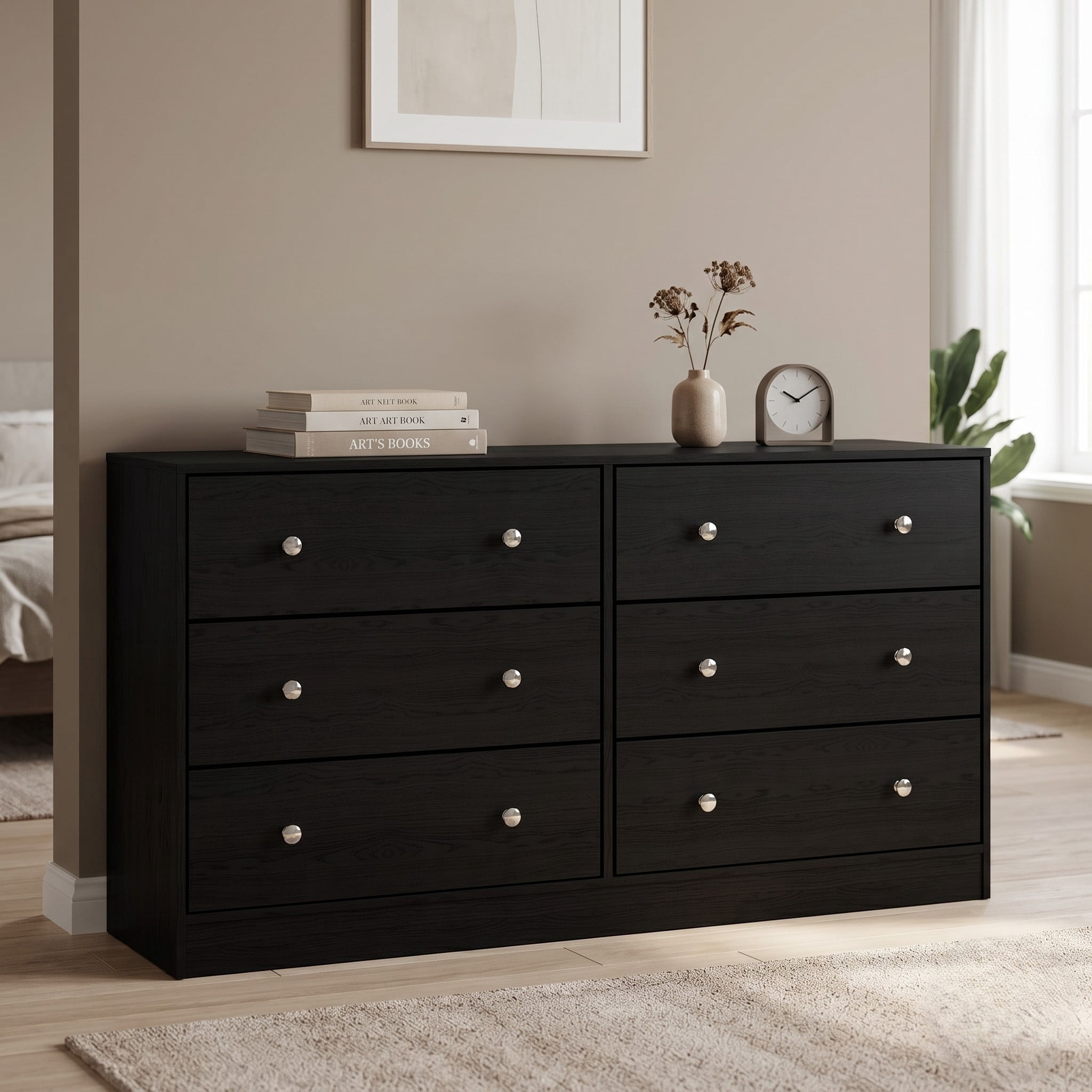 Home Design Altoona 6-Drawer Dresser, Modern Wood Grain Storage Dresser