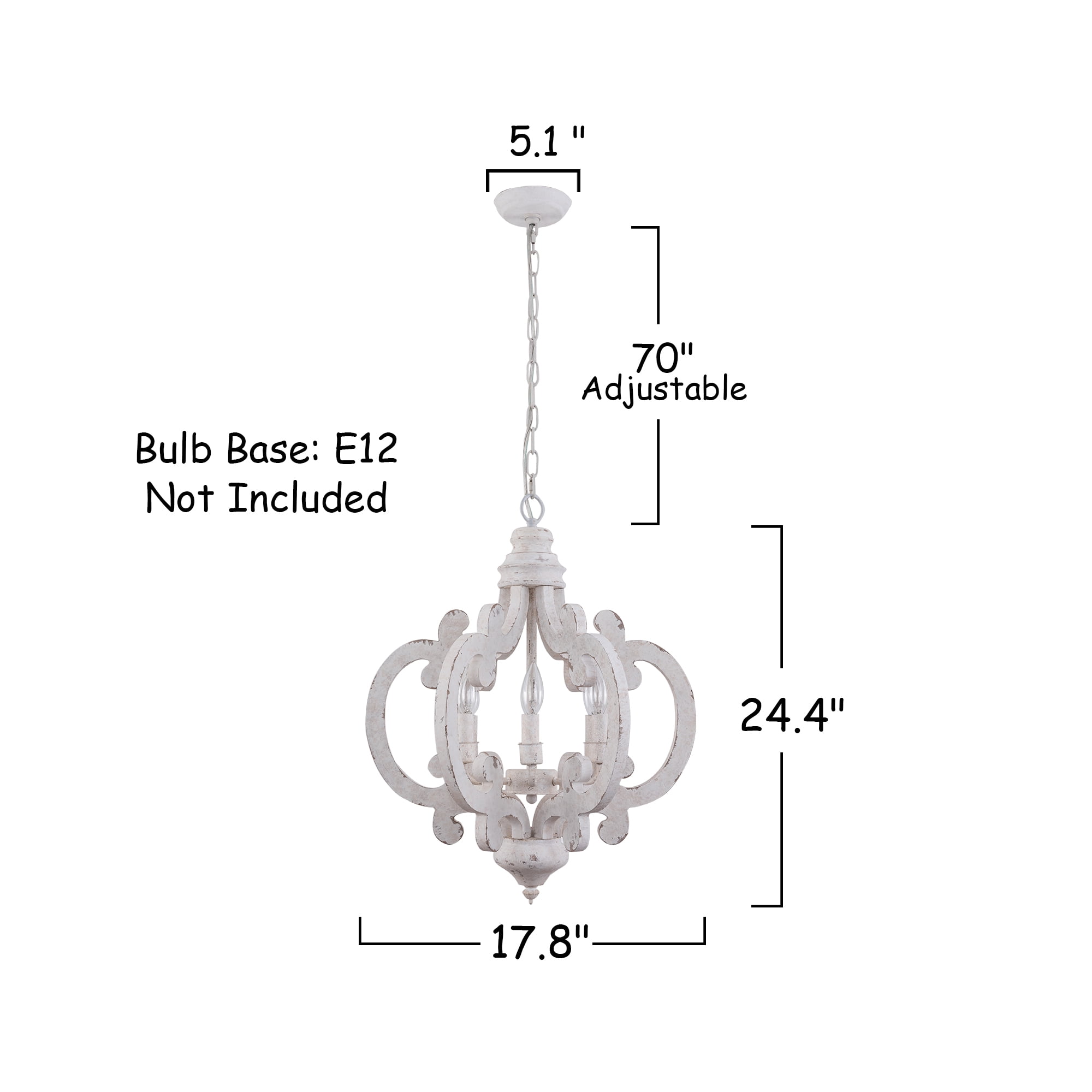 Cusp Barn 6-Light Rustic Wood Chandelier Lighting Farmhouse Geometrics Chandeliers with Height Adjustable Chandelier for Hallway, Frame, Dining Room
