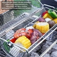 thumbnail image 3 of Stainless Steel Rolling BBQ Grill Mesh Basket Grill Rotisserie Basket roll Barbecue cage Roaster, 3 of 7