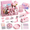 Pink, variant on White Desk Accessories 23-piece Office Supplies Gift Set