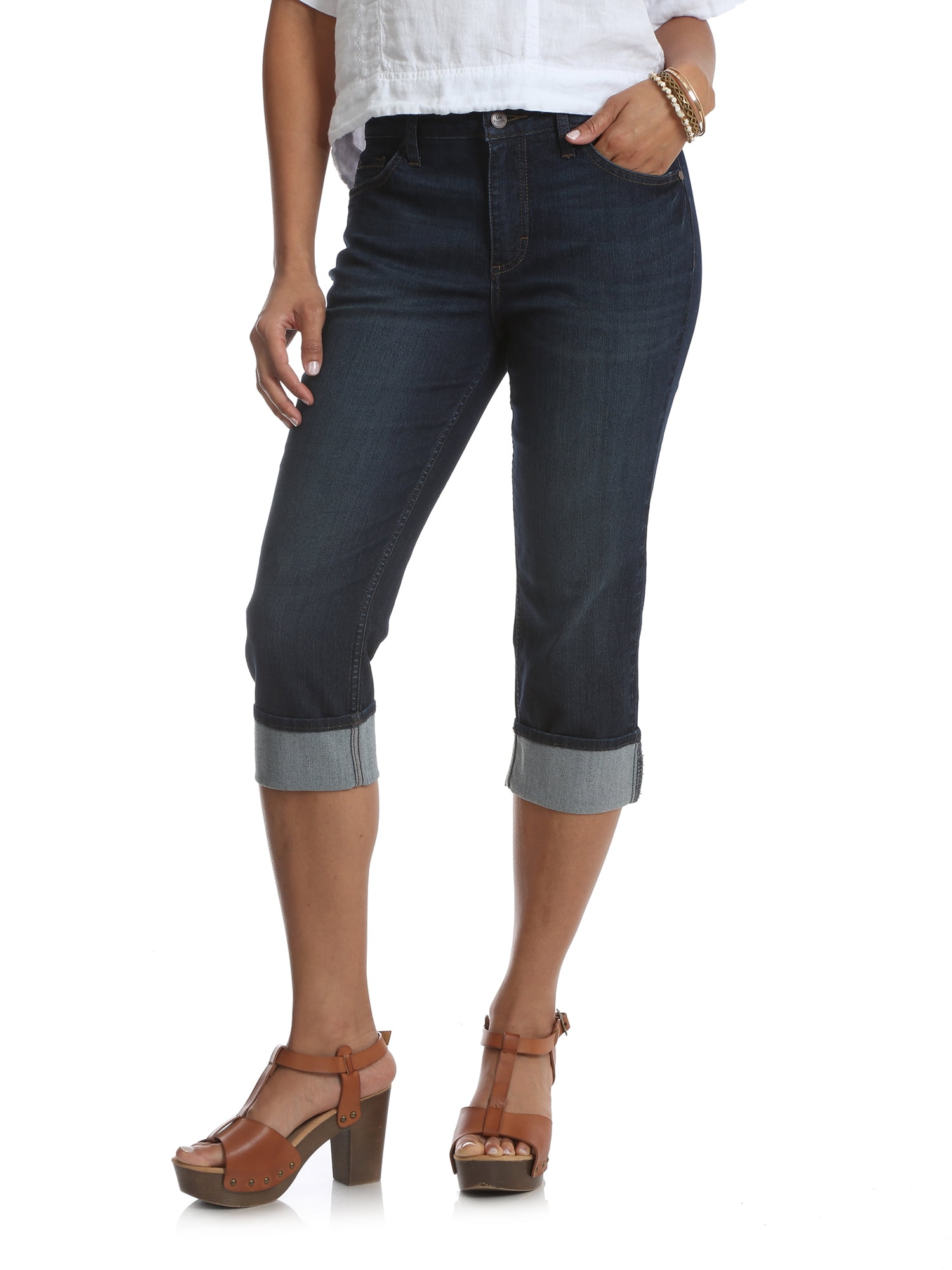 Women's Denim Cuffed Capri - Walmart.com