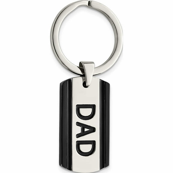 Stainless Steel Polished Black Ip-Plated Dad Key Ring Made In China -Jewelry By Sweet Pea