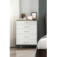 thumbnail image 3 of Modern Style White Cherry Bedroom 3pc King Set Bed Nightstand Chest Set Wooden Furniture, 3 of 7