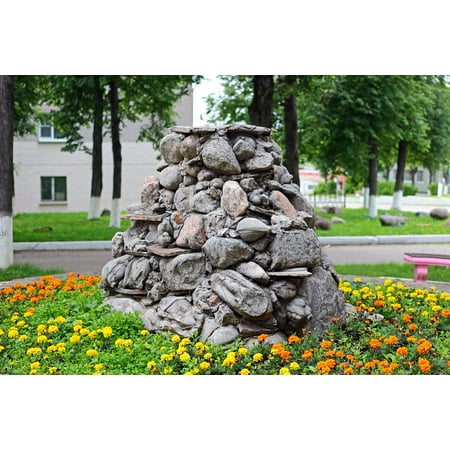 Canvas Print Fountain Of Stone Stones City Flower Bed Canvas Print Fountain Of Stone Stones City Flower Bed Stretched 10 X 14