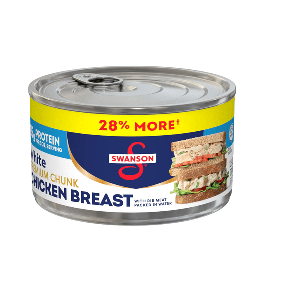 Swanson White Premium Chunk Canned Chicken Breast in Water, Fully Cooked Chicken, 12.5 OZ Can