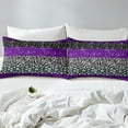 thumbnail image 3 of Leopard Print Fitted Sheet Full Size,Rustic Cheetah Zebra Skin Texture Patchwork Bedding Set For Girls Women Glitter Sequins Romantic Bed Sheets,Purple Chic Bed Set,2 Pillowcases （No Top Sheet）, 3 of 5