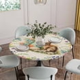 thumbnail image 2 of Easter Bunny Fitted Tablecloth with Elastic Edged, Round Table Cloth for Dining Table, Spring Floral Blossom Easter Eggs Burlap Waterproof Oil Proof Table Cover for Indoor Outdoor 36"-44", 2 of 8