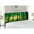 thumbnail image 2 of Forest Headboard, Trees Forest Picture from Indoor Sun Rays as Background Wooden Floor Art Print, Upholstered Decorative Metal Bed Headboard with Memory Foam, Full Size, Green Brown, by Ambesonne, 2 of 4