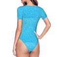 thumbnail image 4 of Balery Sky Blue Glitter Women's Short Sleevee Crew Neck Bodysuit Tops Short Sleeve Tops Basic-Medium, 4 of 9