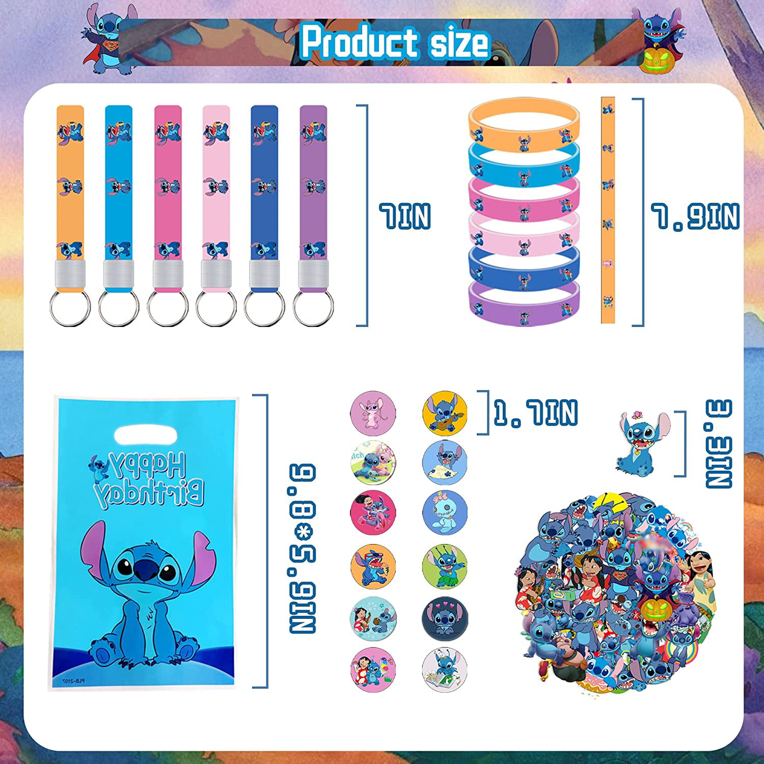 Lilo and Stitch Party Favors Supplies, 106 Pcs Stitch Birthday