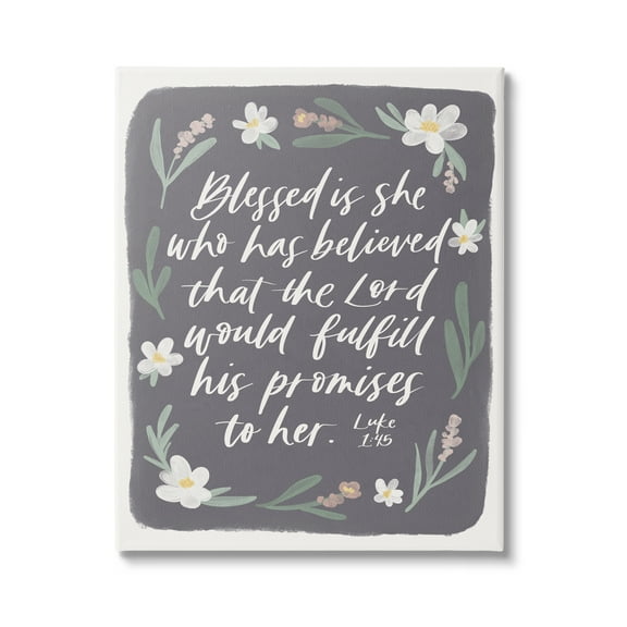 Stupell Industries Floral Religious Verse Calligraphy Script Botanical Border Graphic Art Gallery Wrapped Canvas Print Wall Art, Design by Amanda Houston