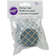 Standard Baking Cups-Unbleached Turquoise Quatrefoil 75/Pkg
