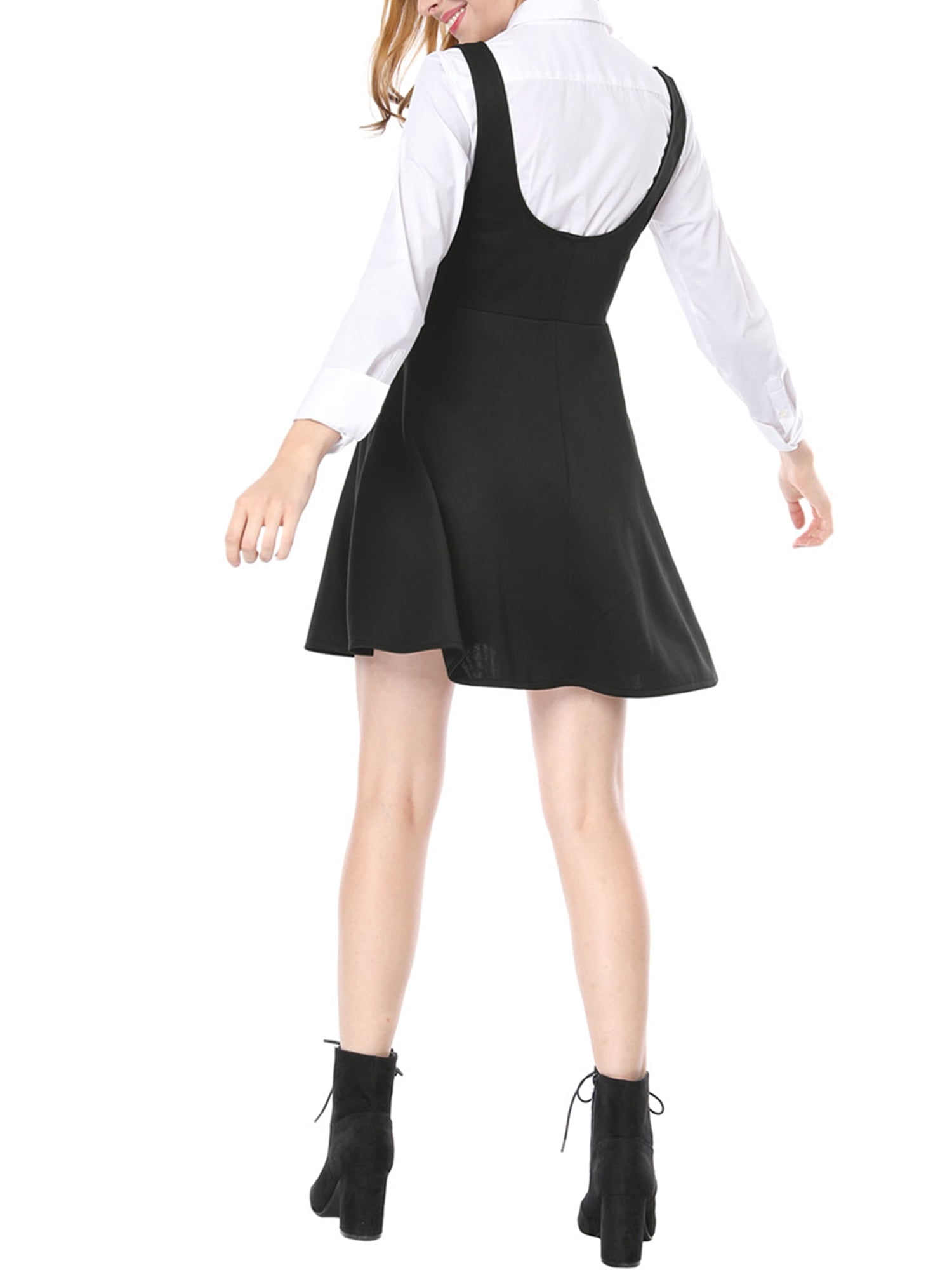 DARING DIVA Women's Above Knee Hem Suspender Skirt Dress S Black