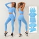 thumbnail image 2 of Ropa de yoga de cinco piezas, pantalones ajustados de cintura alta con tiburón, pantalones cortos, ropa de entrenamiento, traje al aire libre, 2 of 6