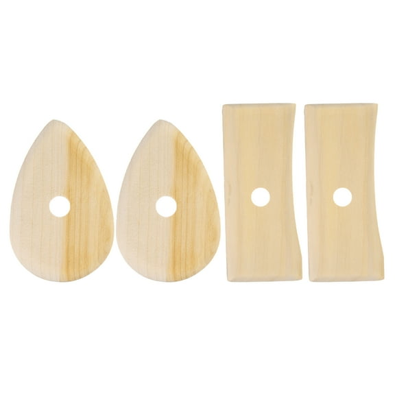 4pcs Pottery Ribs 10.3cm x 6.6cm 12.3cm x 5.2cm Wooden Clay Ceramic Sculpting Tools for Finishing Shaping and Smoothing Removing Finger Marks