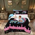 thumbnail image 3 of meiyoeat Kawaii Fishing Bass Full Size Comforter Sets for Kids Boys Girls, Black Pink Ice Cream Drip Bedding Comforter Set, Polkadot Reversible, 3 Pieces, 1 Comforter and 2 Pillowcases, 3 of 6