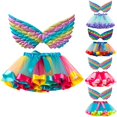 thumbnail image 4 of EnJoCho 2-11 Girls Cute Princess Dress up Skirt + Headband Set Colorful Bow Elastic Waist Swing Tutu Carniva𝗅 Par𝗍y Skirt Birthday Outfits For Girls, 4 of 4