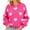Hot Pink, variant on Fgnfyis Women Knitwear Fashion Pullover Sweater with Pattern Long Sleeve Sweaters for Women Hot Pink S