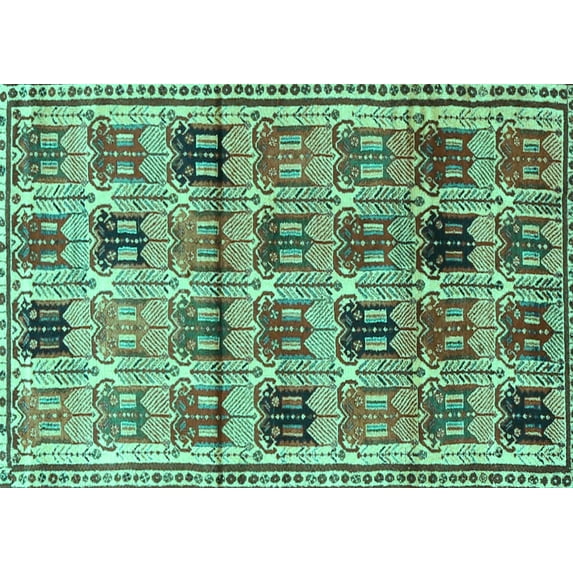 Ahgly Company Indoor Rectangle Persian Turquoise Blue Traditional Area Rugs, 7' x 9'