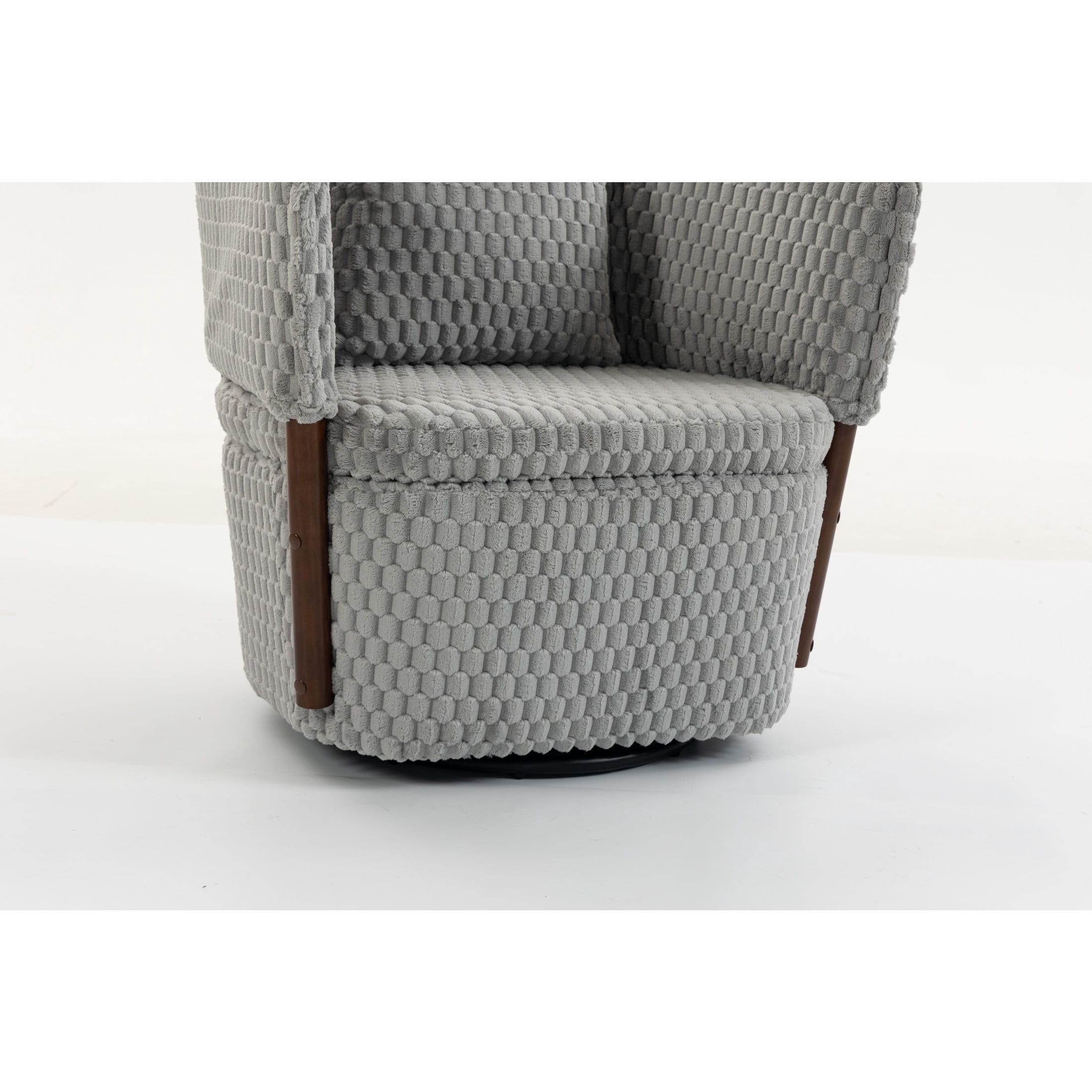 GDF Studio Derwin Mid-Century Modern 360° Swivel Accent Chair with Storage, Reading Armchair for Living Room, Grey